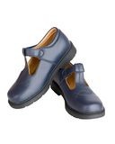 Navy Pattern T-Bar Shoes