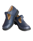 Navy Pattern T-Bar Shoes