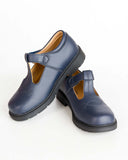 Navy Pattern T-Bar Shoes